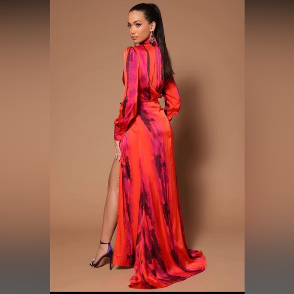 Printed High Slit Maxi Dress - Picture 3 of 6